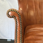 Vintage Robert L Hunker Brown Leather Wingback Armchair