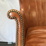 Vintage Robert L Hunker Brown Leather Wingback Armchair