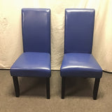 Pair of Modern Blue Vinyl Parsons Dining Chairs