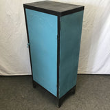 Black & Blue Painted Vintage 4-Tier Metal Cabinet