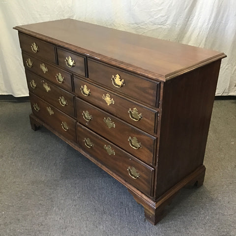 Vintage Federal Cherry Veneer 9-Drawer Dresser