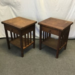 Pair of Vintage Mission Solid Pine 2-Tier Night Stands