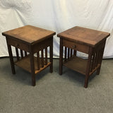 Pair of Vintage Mission Solid Pine 2-Tier Night Stands