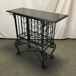 Modern Black Wrought Iron & Stone Wine Locker
