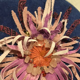 Twin Cat "Sea Anemone" Pink & Blue Embroidery in Vintage Hoop