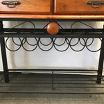 Modern Tropical Wood & Black Metal Baker's Rack