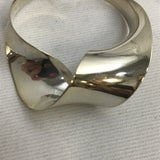 Vintage Modernist Gerhard Herbst Sterling Spiral Ribbon Hoop Earrings