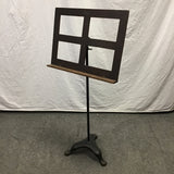 Vintage Portable Oak & Metal Adjustable-Height Music Stand