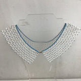 Vintage White & Blue Beaded Net Collar Necklace