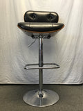Modern Danish Modern Black Leather & Silver Metal Stool