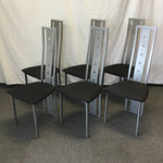 Set of 6 Modern Black Uphosltered Grey Metal Dining Chairs