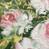 Framed Signed Original White & Pink Flowers in Vase Oil Painting