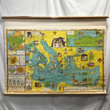 Vintage 1962 Denoyer-Jeppert "Mediterranean Mythology..." Scroll Map