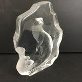 Signed Mats Jonasson Sweden Crystal Otter Paperweight