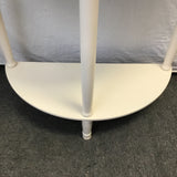 Vintage White-Painted Wood 2-Tier Half-Circle Side Table