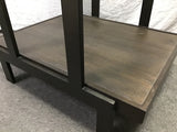 Modern Metal & Faux-Wood 2-Tier Glass-Top End Table
