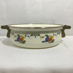 Vintage MC Asta Floral Enamel & Brass Dutch Oven