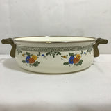 Vintage MC Asta Floral Enamel & Brass Dutch Oven