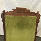 Antique Eastlake Solid Mahogany & Green Velvet Platform Rocking Chair
