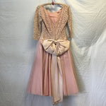 Vintage Pink Floral Lace Midi Dress