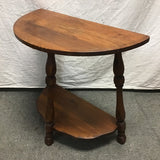 Vintage Solid Cherry Colonial 2-Tier Half-Circle Side Table