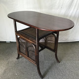Vintage MCM 3pc Rattan & Wood Dining Set