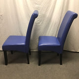 Pair of Modern Blue Vinyl Parsons Dining Chairs