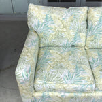 Vintage Bassett Green & Off-White Upholstered 3-Cushion Sofa