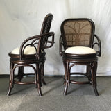 Vintage MCM 3pc Rattan & Wood Dining Set