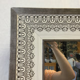 Modern White & Grey Framed Mirror