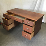 Vintage MC Bassett Walnut Veneer 7-Drawer Kneehole Desk