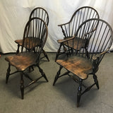 Set of 4 Modern Solid Pine Spindleback Dining Chairs