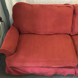 2pc Vintage Rowe Red Covered 2-Cushion Sofa & Ottoman