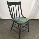 Vintage Signed Landscape-Painted Spindleback Art Chair