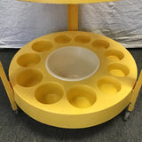 Vintage 1960's Atomic Tiara Casa Yellow & White Bar Cart