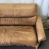 Vintage Danish Modern Dyrlund Brown Leather Sofa