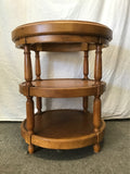 Pair of Modern Solid Wood 3-Tier Glass-Top End Tables