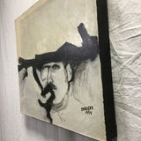 Signed Original 1994 Impressionist Black & White Acrylic Portrait