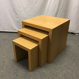 Set of 3 Modern Oak Veneer Cube Nesting Tables