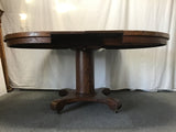 Vintage Solid Oak Expanding Pedestal Dining Table