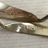 Vintage Modernist Gerhard Herbst Sterling Spiral Ribbon Hoop Earrings
