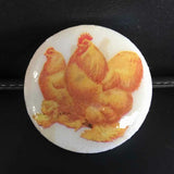 Susan Sitaraman Single Chicken Decoupage On Round White Tile Magnet
