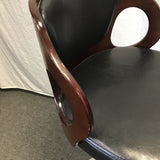 Set of 3 Black Vinyl & Silver Metal Adjustable-Height Stools