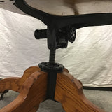 Vintage Johnson Solid Oak & Black Vinyl Rolling Office Chair