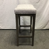 Single Modern Grey Upholstered Saddle Bar Stool