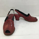 1940's Westport Walkers Red Leather Slingback Pumps