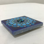 Susan Sitaraman Single Hand Painted Mandala On Blue Tile Magnet