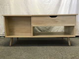 Contemporary MCM Boho Faux-Oak Laminate Lift-Top Coffee Table