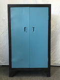 Black & Blue Painted Vintage 3-Tier Metal Cabinet