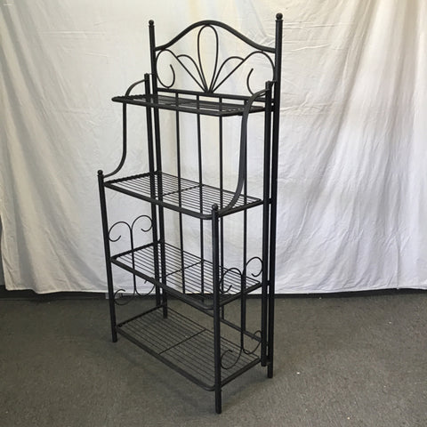 Black Metal 4 Tier Foldable Baker's Rack